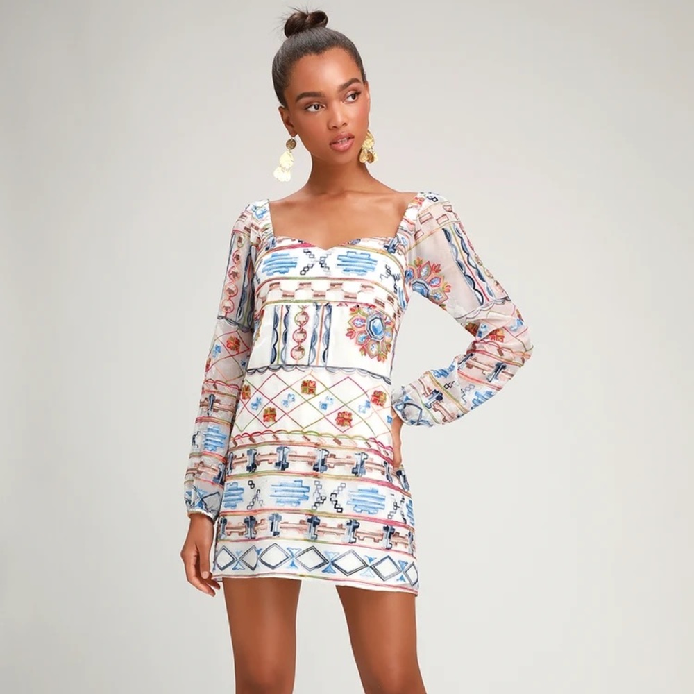 Embroidered mini dress